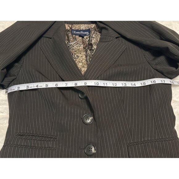 Evan-Picone Petite Suit Jacket Brown w/Stripes Polyester Blend Women's Size 6P - Picture 11 of 16
